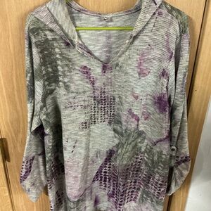 Stylish Women's Hooded Sweatshirt in Purple and Gray